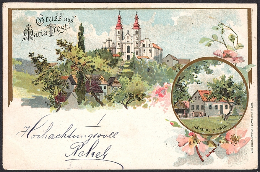 Lithographien, Österreich, Gruss aus MARIA TROST, 2 Bilder, 1897