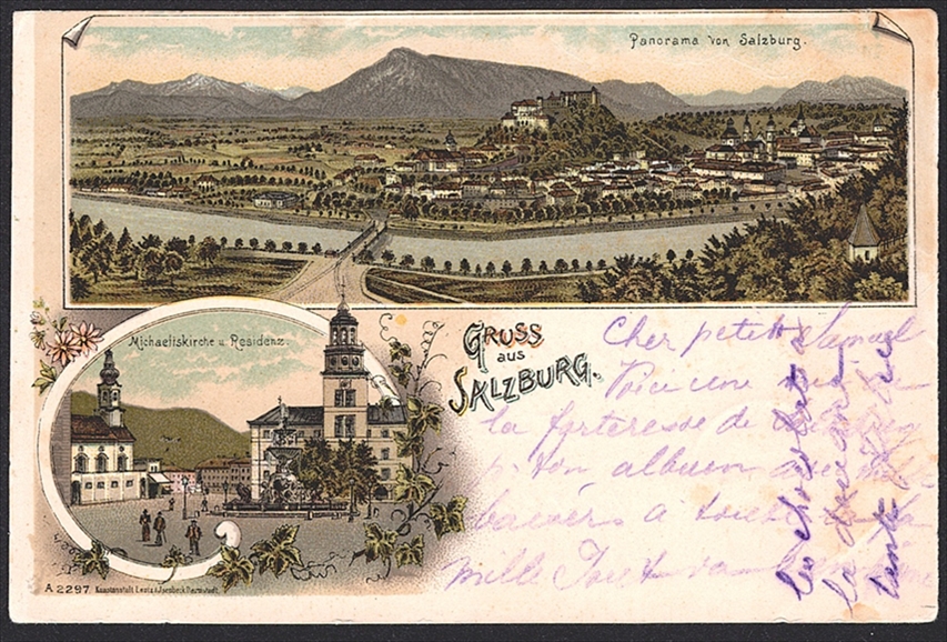 Lithographien, Österreich, Gruss aus SALZBURG, 2 Bilder, 1900