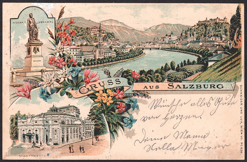 Lithographien, Österreich, Gruss aus SALZBURG, 3 Bilder, 1901