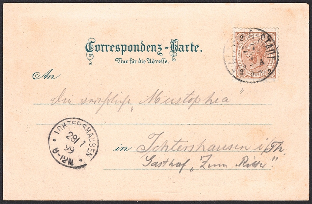 Lithographien, Österreich, Gruss aus dem SALZBURGER BRÄUSTÜBL, 3 Bilder, 1899 – Bild 2