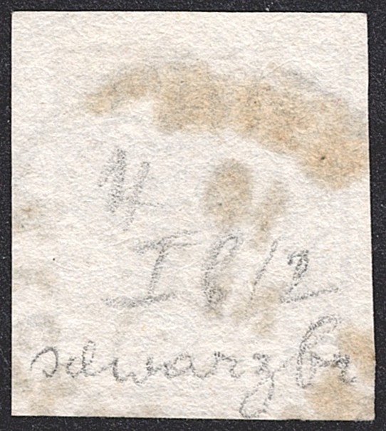 Österreich 1850 6 Kreuzer Nr. 4 schwarzbraun HP Type Ib überrandig - gestempelt "Reco - WIEN" mit 180 Grad verdrehtem Stempel Datum – Bild 2