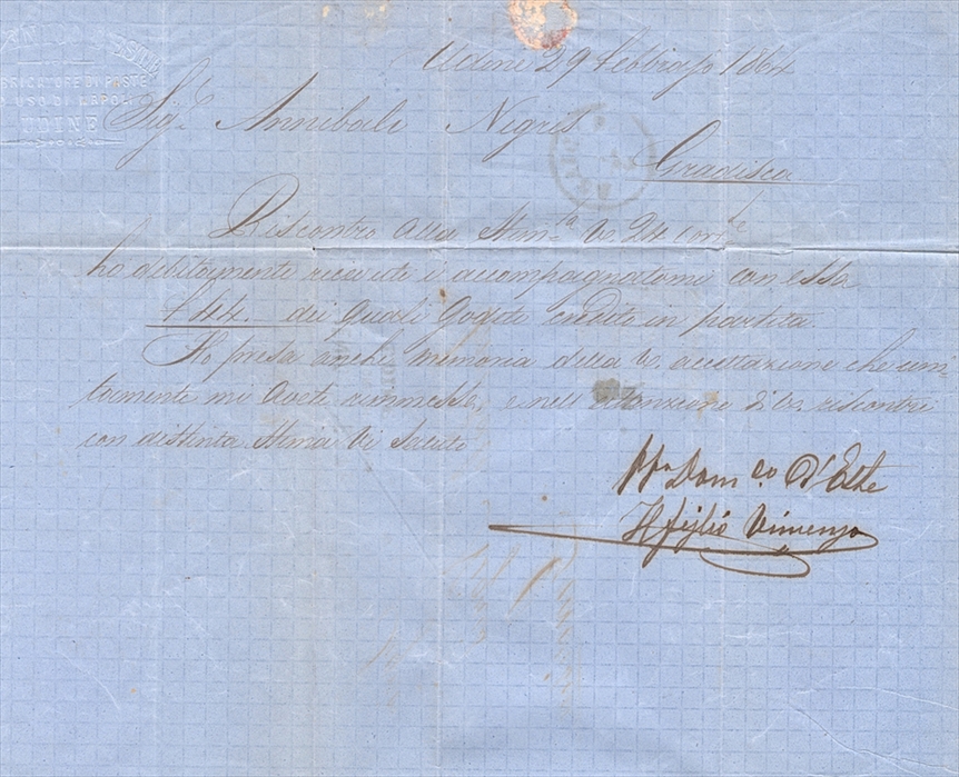 Österreich Venetien1863 - 5 Soldi ANK Nr. LV 16 auf Faltbrief gestempelt "UDINE" – Bild 3