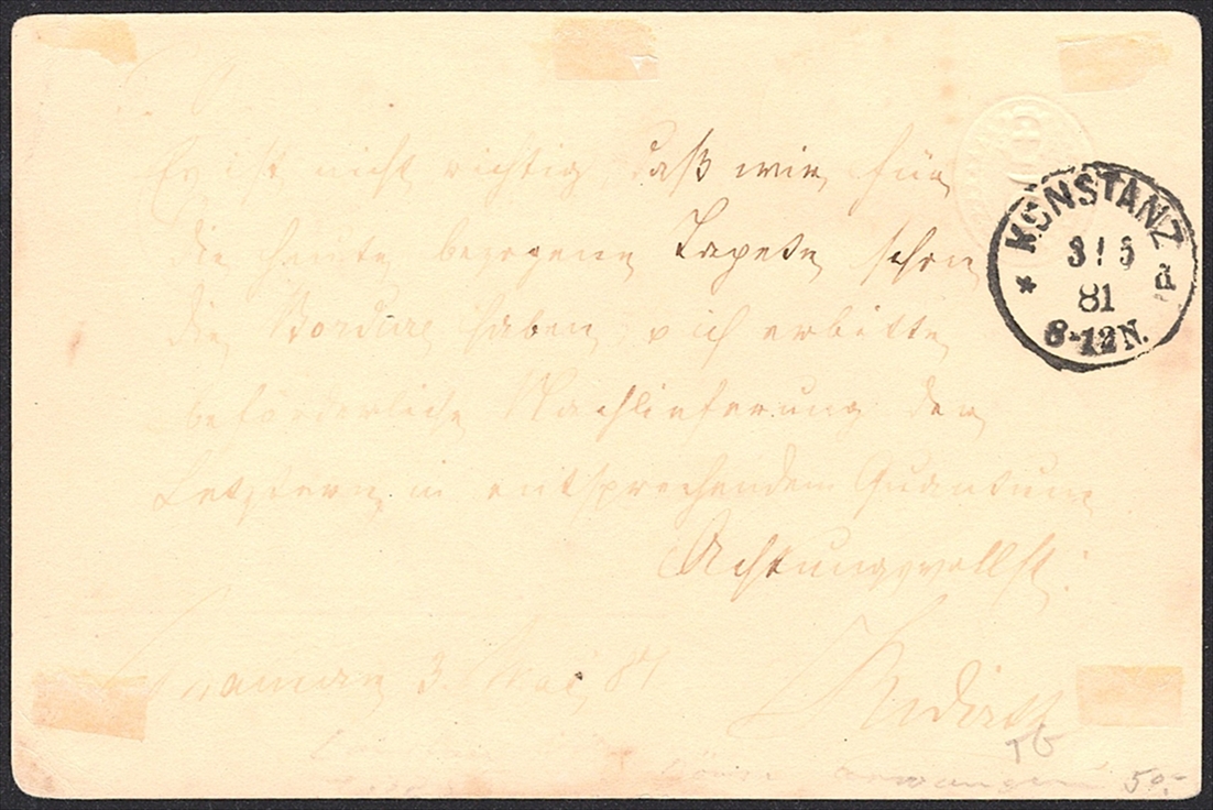 Schweiz, Abstempelungen, Kanton Thurgau, Zwergstempel MAMMERN, mit Zusatzfrankatur auf 5Rp.Postkarte – Bild 2