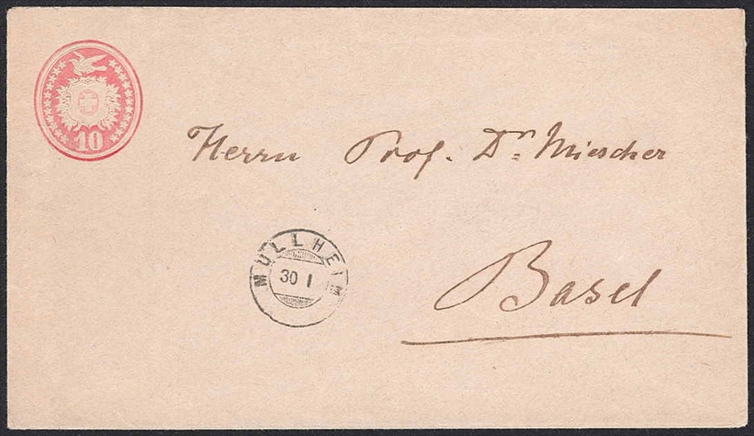 Schweiz, Abstempelungen, Kanton Thurgau, Zwergstempel MÜLLHEIM, auf 10Rp.Tübeli