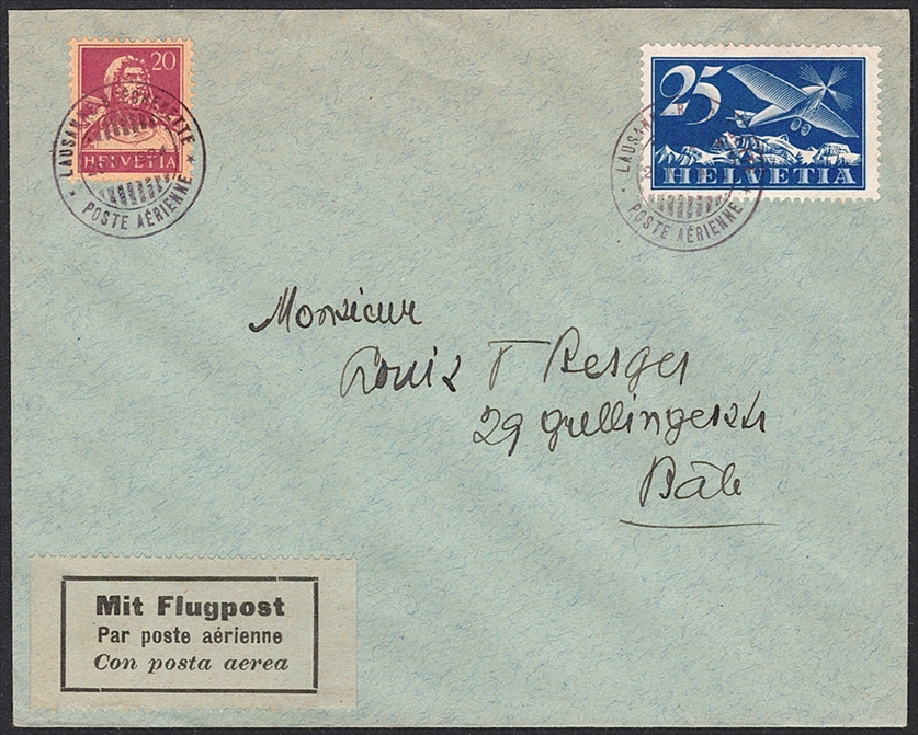 Schweiz, Flugpost, Sonderflüge, 1924, Flugmeeting Lausanne, 24.4a