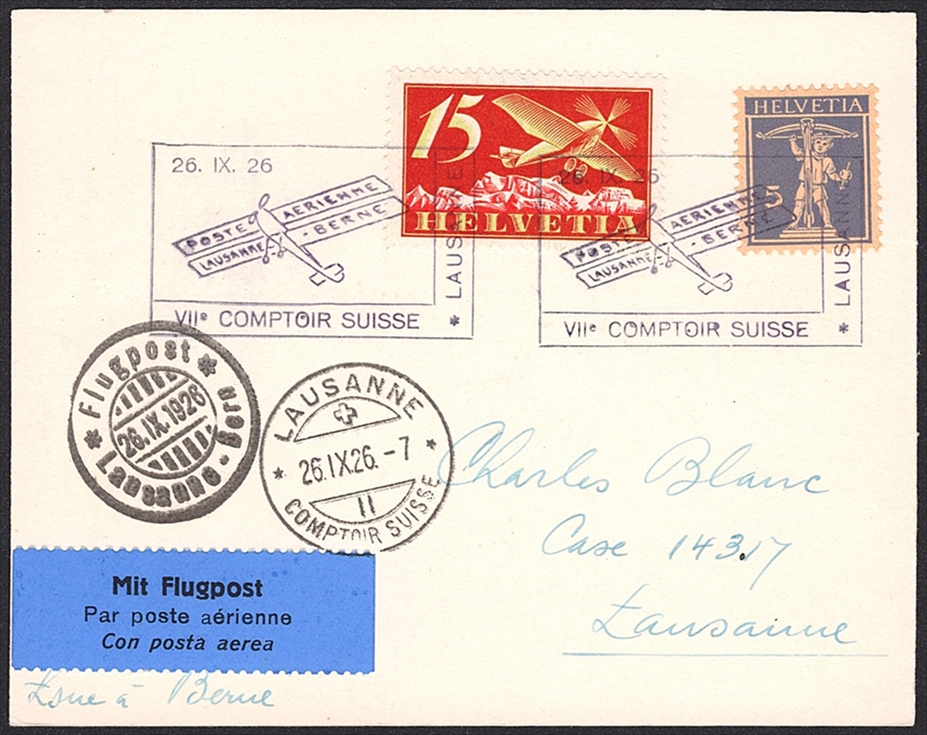 Schweiz, Flugpost, Sonderflüge, 1926, Comptoir Suisse, SF 26.5a