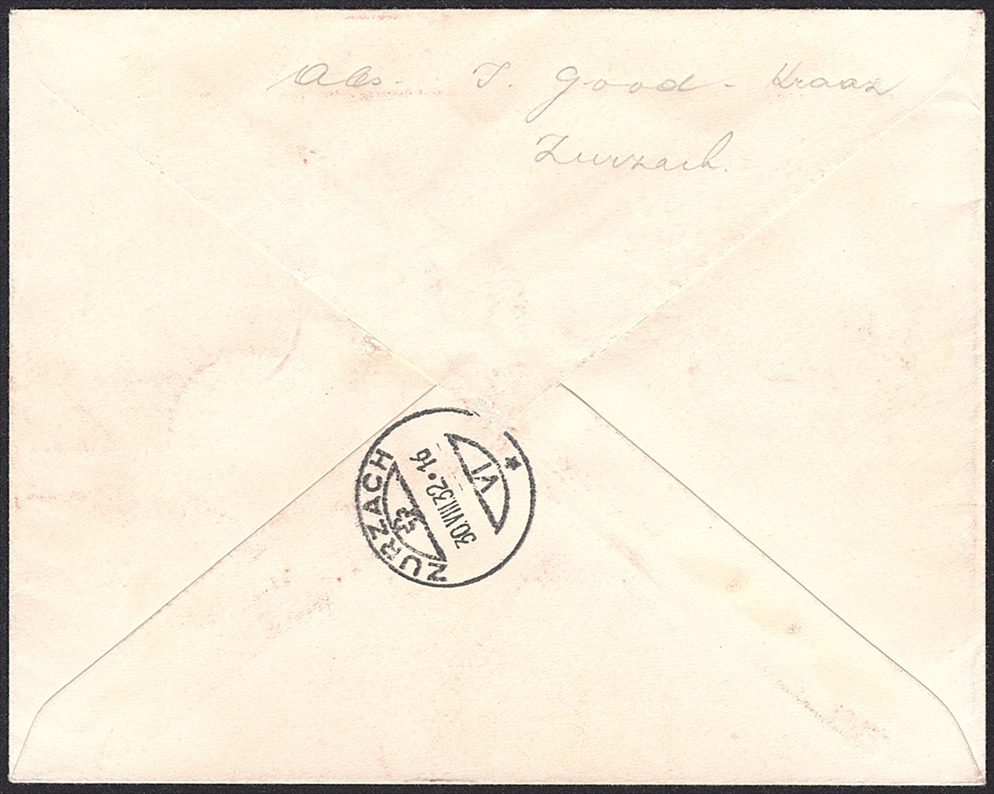 Schweiz, Flugpost, Sonderflüge, 1932, Bellinzona-Genf, SF 32.9b, R-Brief – Bild 2