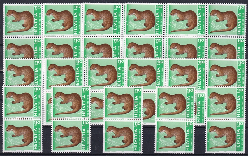 Schweiz Pro Juventute 1996 SBK Nr. J343 - 50 x CHF 1.10 "Tiere - Fischotter" postfrisch zum Frankieren