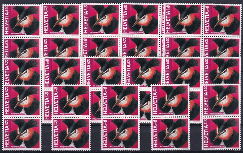Schweiz Pro Juventute 1998 SBK Nr. J350 - 50 x CHF 0.90 "Tiere am und im Wasser - Haubentaucher" postfrisch zum Frankieren