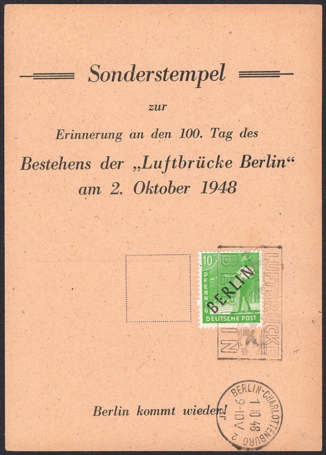 Deutschland, Berlin, Nr.4, 10Pfg.gelbgrün, LUFTBRÜCKE BERLIN