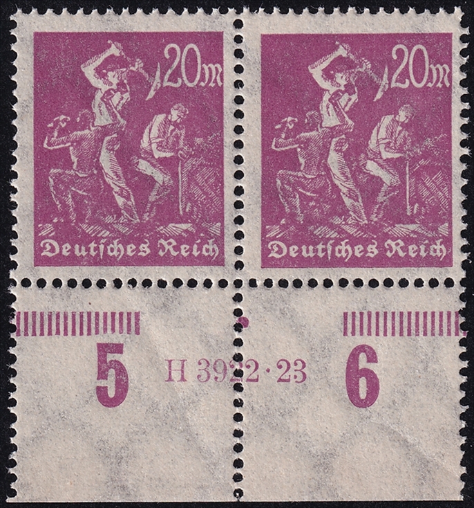 Deutschland, Deutsches Reich 1922/23 Mi. Nr. 241 mit HAN 3922.23 im Paar mit Bogenrand postfrisch **