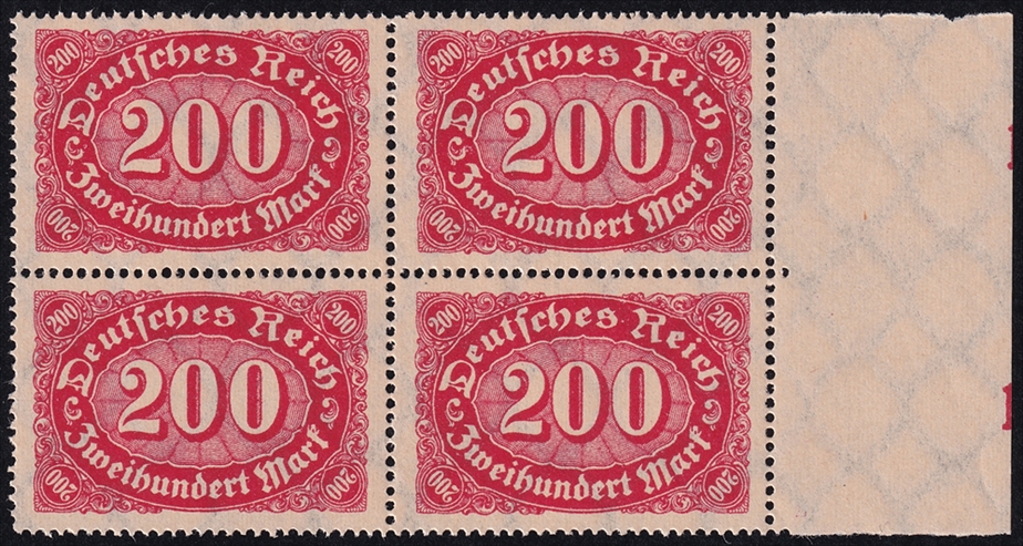 Deutschland, Deutsches Reich 1922 Mi. Nr. 248 mit Pf. II im 4er Block postfrisch **