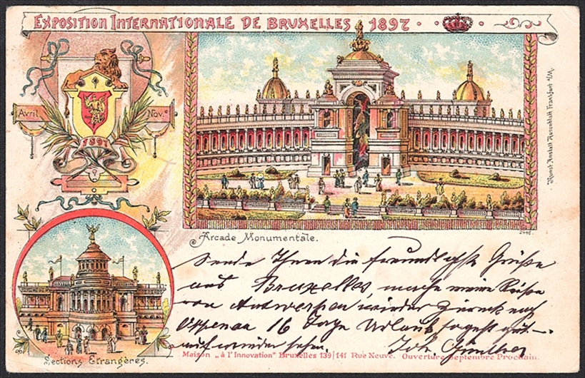 Lithographien, Belgien, EXPOSITION INTERNATIONALE DE BRUXELLES 1897, 2 Bilder