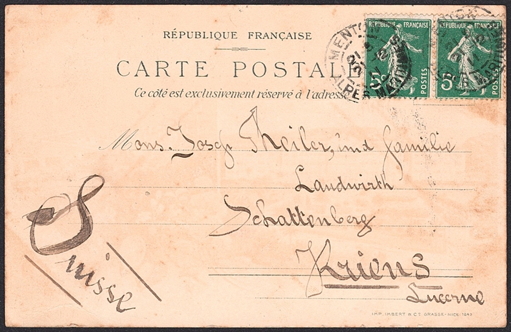 Lithographien, Frankreich, MENTON, Grand Hotel National, 2 Bilder, 1912 – Bild 2