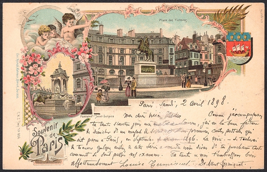 Lithographien, Frankreich, Souvenier de PARIS, 2 Bilder, 1898