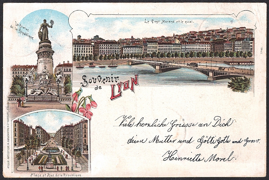 Lithographien, Frankreich, Souvenir de LYON, 3 Bilder, 1897
