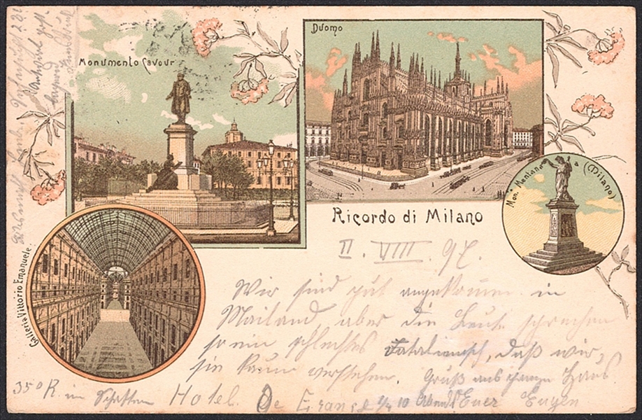 Lithographien, Italien, Ricordo di MILANO, 4 Bilder, 1897