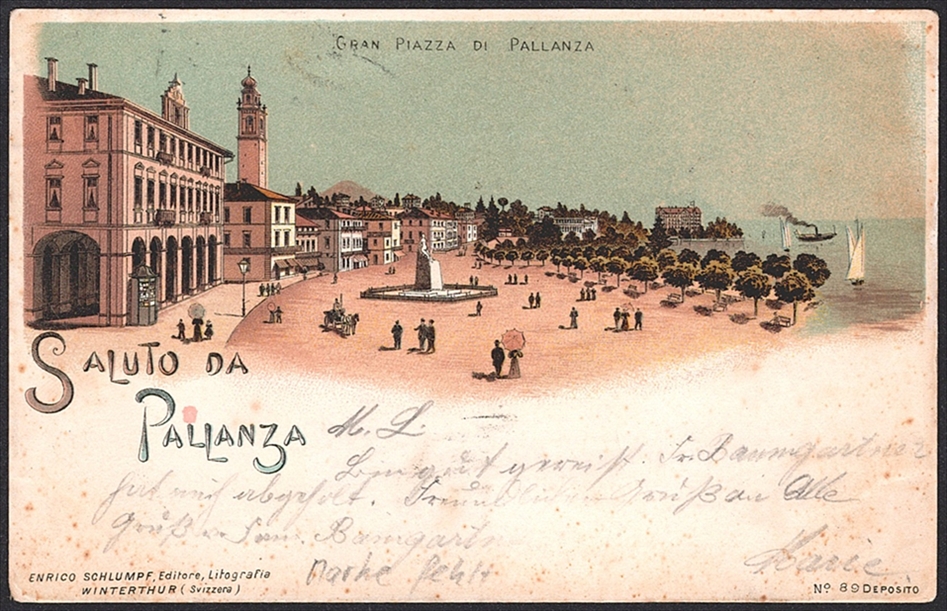 Lithographien, Italien, Un saluto da PALLANZA, 1900