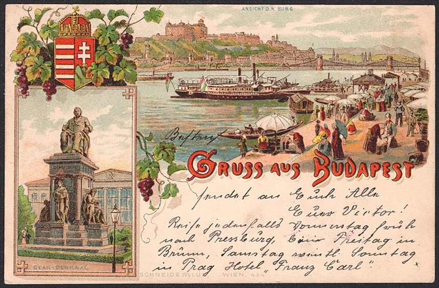 Lithographien, Ungarn, Gruss aus BUDAPEST, 2 Bilder, 1894