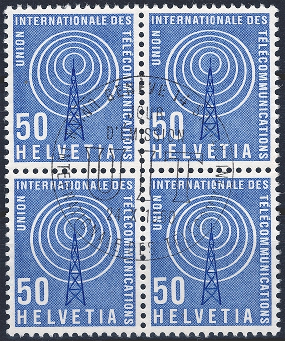 Schweiz, Ämter, UIT, Nr.1-9, komplette Serie im Viererblock, ET gestempelt – Bild 2