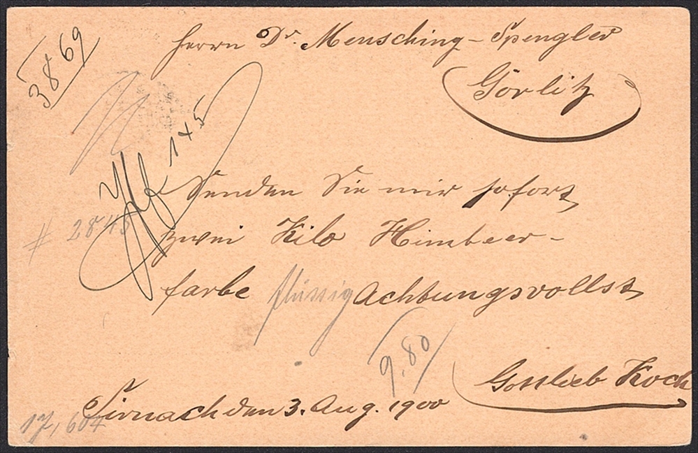 Schweiz, Frankaturen, UPU, 5Rp.Postkarte mit 5Rp.UPU Marke nach Görlitz, SIRNACH – Bild 2