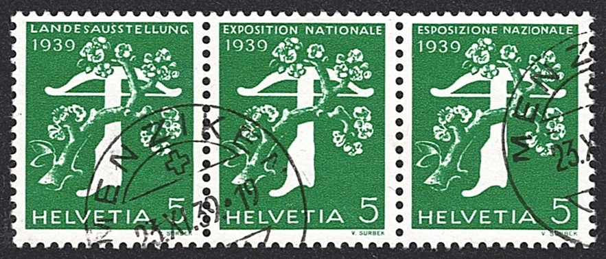 Schweiz, Zusammenhängende Werte, Nr.Z25a, d/f/i, MENZIKEN