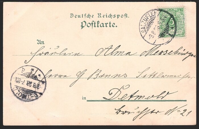 Deutschland, Lithographien, Gruss von Hoffmanns Stärkefabriken in SALZUFLEN, 2 Bilder, 1898 – Bild 2